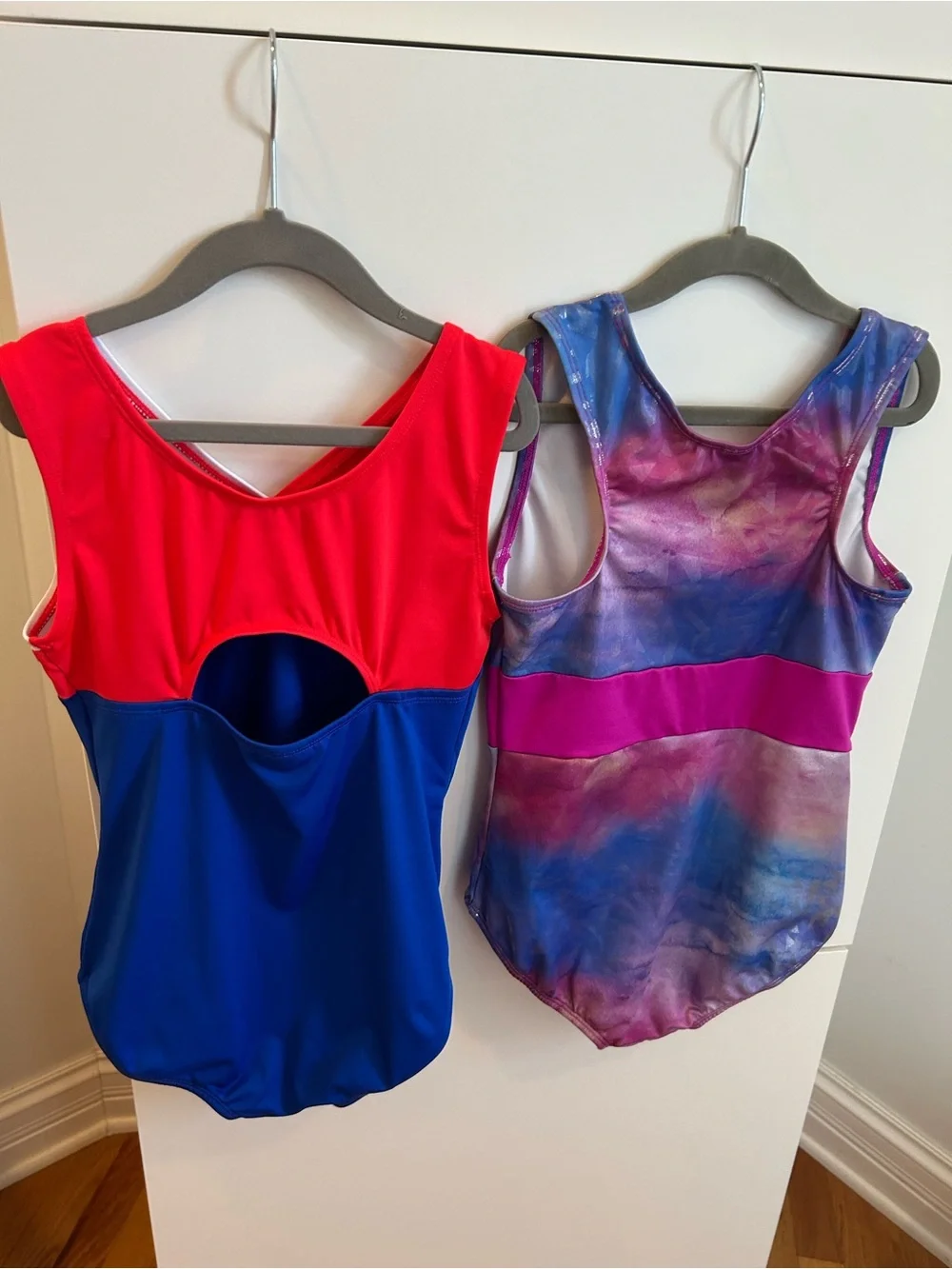 Set of 2 Leotards - Stars and Stripes & Purple, Blue, Pink - Size L (10/12)